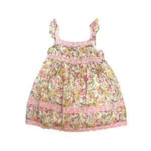 Maggie and Zoe Easter Spring Floral Pink Lace Green Yellow Flowers Dress
